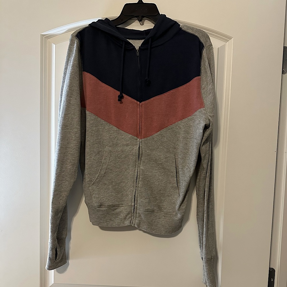 Color block zip up hoodie